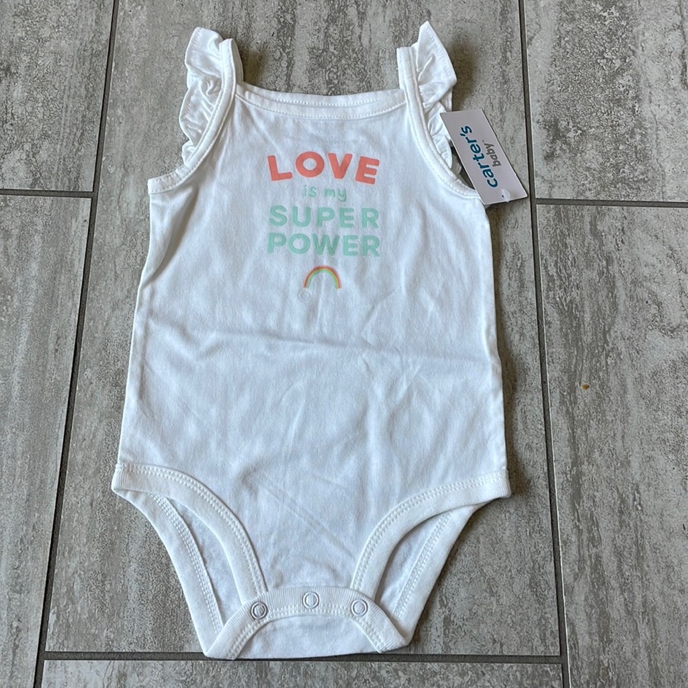 Carter’s baby white,sleeveless with ruffles for 9m